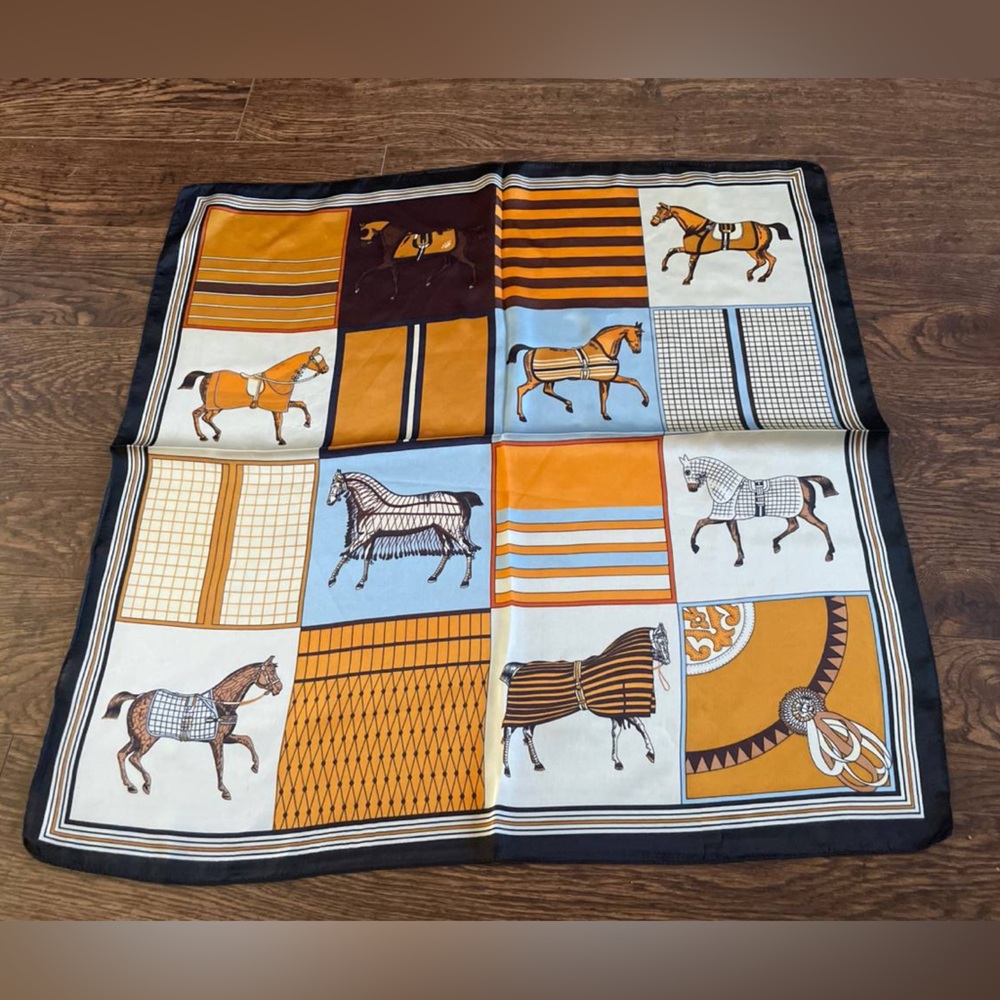 Horse Patterned Satin Scarf - Picture 1 of 3